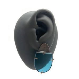 Oxidized Sterling Silver & Glass Earrings-Earrings-Karen Gilbert-Pistachios