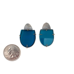 Oxidized Sterling Silver & Glass Earrings-Earrings-Karen Gilbert-Pistachios
