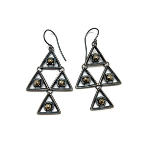 Pyrite Pyramid Earrings-Earrings-Heather Guidero-Pistachios