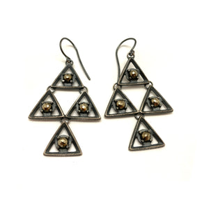 Pyrite Pyramid Earrings-Earrings-Heather Guidero-Pistachios