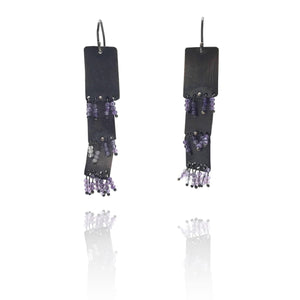 Rectangle Amethyst Fringe Earrings-Earrings-Karen Gilbert-Pistachios