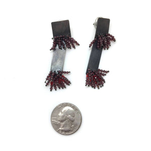 Rectangle Garnet Fringe Earrings-Earrings-Karen Gilbert-Pistachios