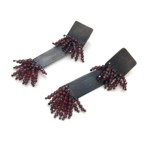 Rectangle Garnet Fringe Earrings-Earrings-Karen Gilbert-Pistachios