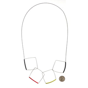 Red Green Black Squares Necklace-Necklaces-Ursula Muller-Pistachios