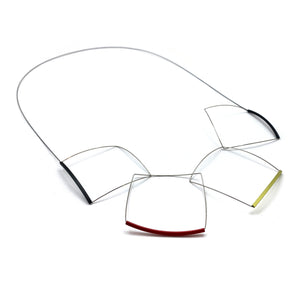 Red Green Black Squares Necklace-Necklaces-Ursula Muller-Pistachios