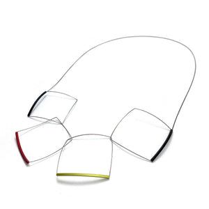 Red Green Black Squares Necklace-Necklaces-Ursula Muller-Pistachios
