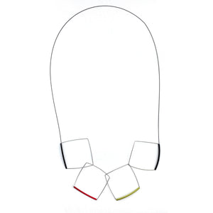 Red Green Black Squares Necklace-Necklaces-Ursula Muller-Pistachios