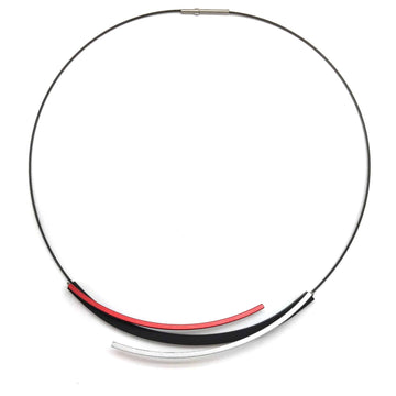 Red, Silver and Black Arc Bow Necklace