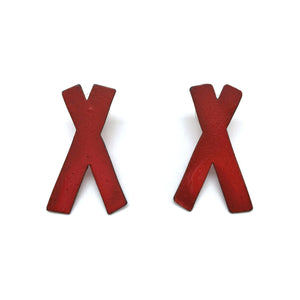 Red 'X' Post Back Earrings-Earrings-Kat Cole-Pistachios