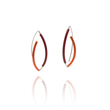 Red and Orange 3D Bow Earrings - Round Tubing
