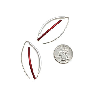 Red and Silver 3D Bow Earrings - Round Tubing-Earrings-Ursula Muller-Pistachios