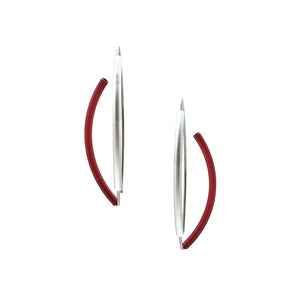 Red and Silver 3D Bow Earrings - Round Tubing-Earrings-Ursula Muller-Pistachios