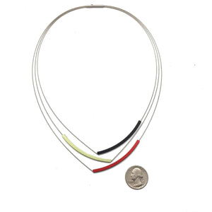 Red/Lemon/Black V-Necklace-Necklaces-Ursula Muller-Pistachios