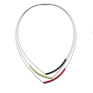 Red/Lemon/Black V-Necklace-Necklaces-Ursula Muller-Pistachios