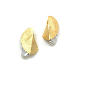 Return to the Fold Pearl Earrings-Earrings-Katerina Pimenidu-Pistachios