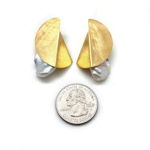 Return to the Fold Pearl Earrings-Earrings-Katerina Pimenidu-Pistachios