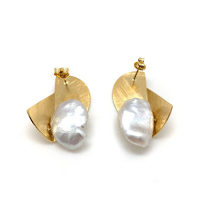 Return to the Fold Pearl Earrings-Earrings-Katerina Pimenidu-Pistachios