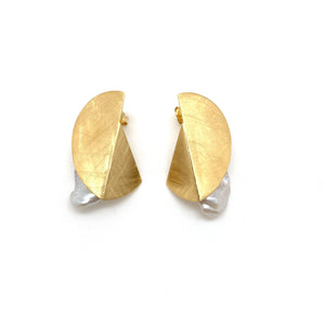 Return to the Fold Pearl Earrings-Earrings-Katerina Pimenidu-Pistachios