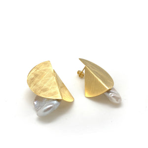 Return to the Fold Pearl Earrings-Earrings-Katerina Pimenidu-Pistachios