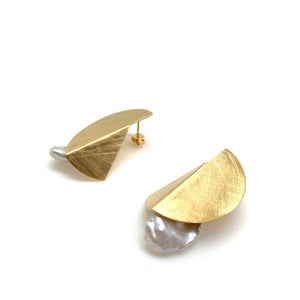 Return to the Fold Pearl Earrings-Earrings-Katerina Pimenidu-Pistachios