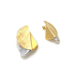 Return to the Fold Pearl Earrings-Earrings-Katerina Pimenidu-Pistachios