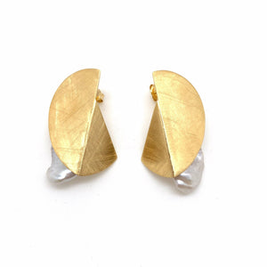 Return to the Fold Pearl Earrings-Earrings-Katerina Pimenidu-Pistachios