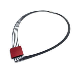 Reversible Red & Black Asymmetrical Necklace-Necklaces-Ursula Muller-Pistachios