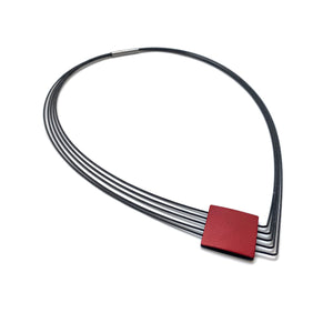 Reversible Red & Black Asymmetrical Necklace-Necklaces-Ursula Muller-Pistachios
