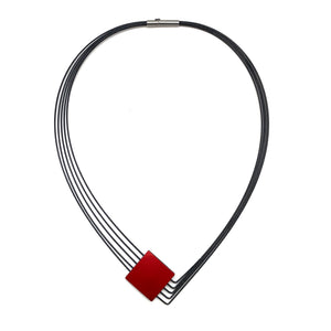 Reversible Red & Black Asymmetrical Necklace-Necklaces-Ursula Muller-Pistachios