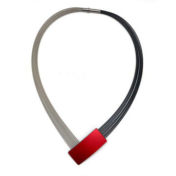 Reversible Red & Black Multi-Layer V Necklace