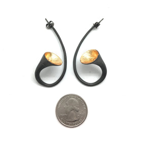Rhodium Plated Horn Earrings-Earrings-Annie Dimadi-Pistachios