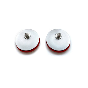 Round Halo Red/Silver Earrings-Earrings-Ursula Muller-Pistachios