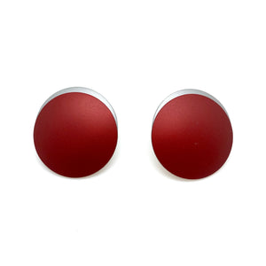 Round Halo Red/Silver Earrings-Earrings-Ursula Muller-Pistachios