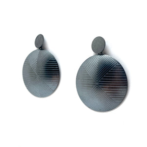 Round Oxidized Sterling Silver Posts-Earrings-Oliwia Kuczynska-Pistachios