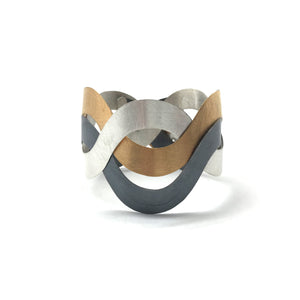 Semi-Twisted Wave Bracelet - Gold/Silver/Oxi-Bracelets-Kacper Schiffers-Pistachios