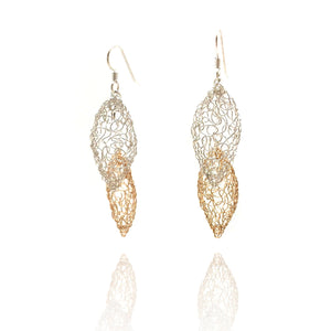 Short Falling Leaf Earrings - Gold/Silver-Earrings-Kathryn Stanko-Pistachios