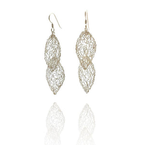 Short Falling Leaf Earrings - Silver-Earrings-Kathryn Stanko-Pistachios
