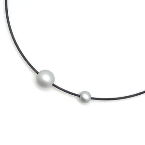 Silver Anodized Aluminum Orb Necklace-Necklaces-Ursula Muller-Pistachios