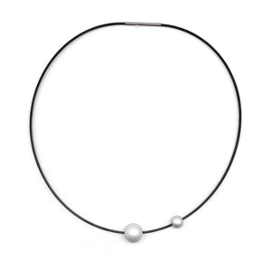 Silver Anodized Aluminum Orb Necklace-Necklaces-Ursula Muller-Pistachios