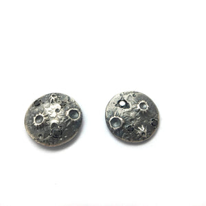 Silver & Black Diamond Full Moon Posts-Earrings-Luana Coonen-Pistachios