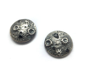 Silver & Black Diamond Full Moon Posts-Earrings-Luana Coonen-Pistachios