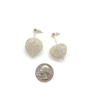 Silver Crocheted Bulb Drops-Earrings-Sowon Joo-Pistachios