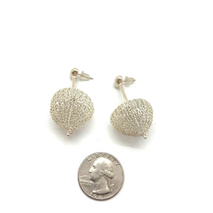 Silver Crocheted Bulb Drops-Earrings-Sowon Joo-Pistachios