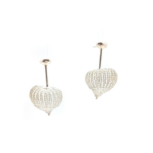 Silver Crocheted Bulb Drops-Earrings-Sowon Joo-Pistachios