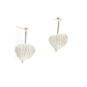 Silver Crocheted Bulb Drops-Earrings-Sowon Joo-Pistachios