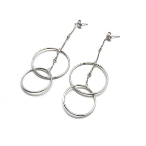 Silver Hoop Chain Drops-Earrings-Manuela Carl-Pistachios