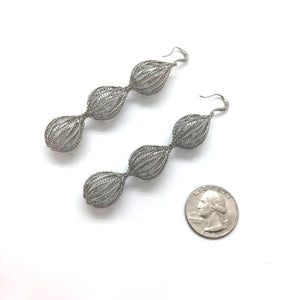 Silver Tiered Earrings - Iolite-Earrings-Sowon Joo-Pistachios
