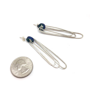 Silver and Blue Caviar Links-Earrings-Jessica Armstrong-Pistachios