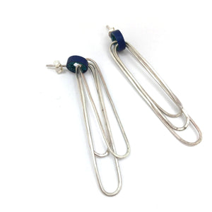Silver and Blue Caviar Links-Earrings-Jessica Armstrong-Pistachios