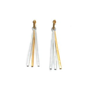 Silver and Gold Layered Bar Earrings-Earrings-Franziska Rappold-Pistachios